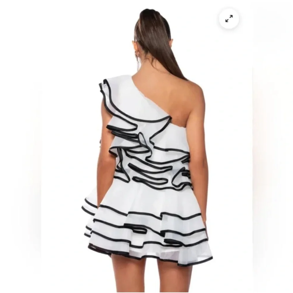 NWT AKIRA One Shoulder Ruffle Dress, Size M - Picture 2 of 5